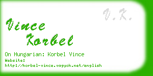 vince korbel business card